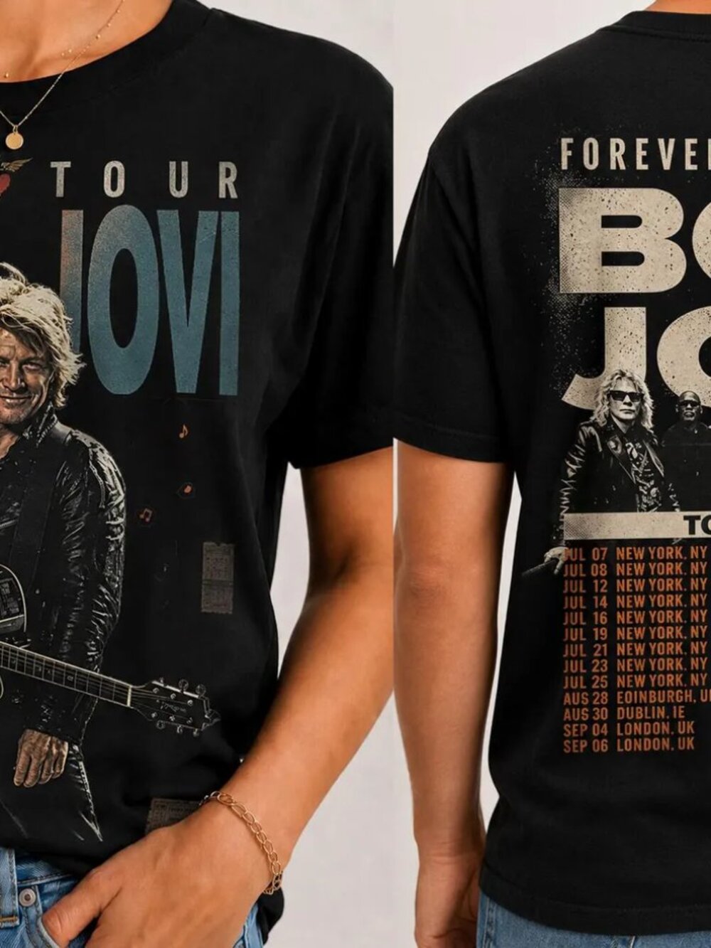 Bon Jovi Forever Tour 2026 T Shirt, Double Sided Tour Tee, Rock Band Graphic Tee